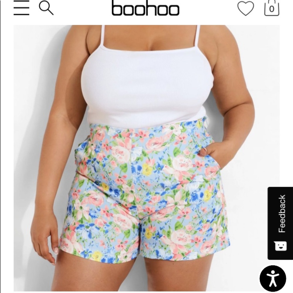 Plus size floral tailored shorts
